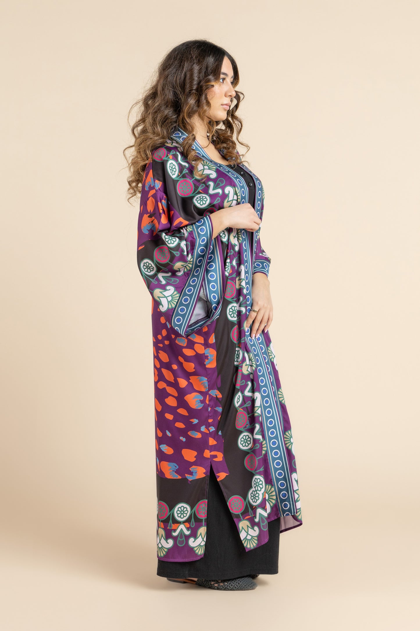 Satin Black Serenity Kimono