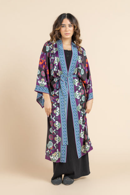 Satin Black Serenity Kimono