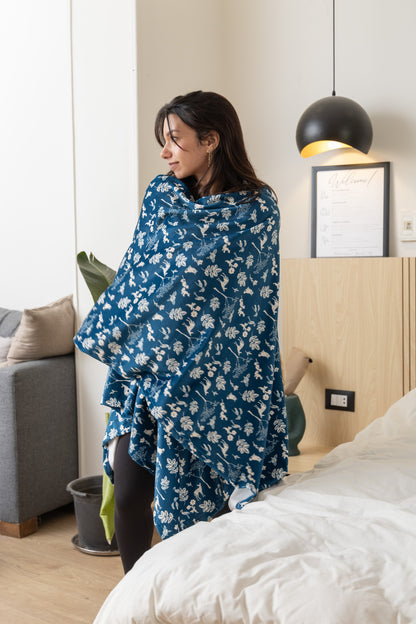 Navy Cozy Poncho Blanket
