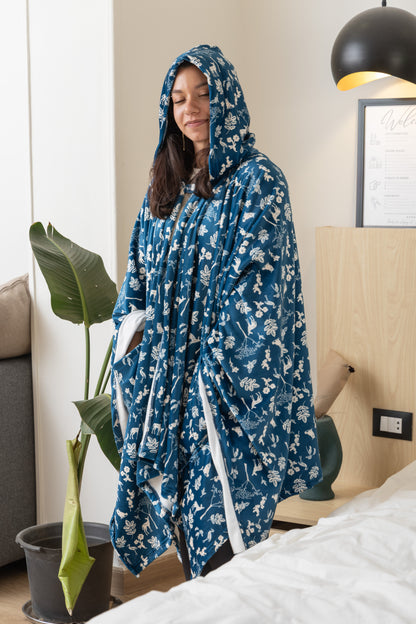 Navy Cozy Poncho Blanket
