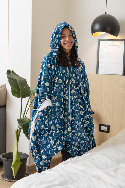 Navy Cozy Poncho Blanket