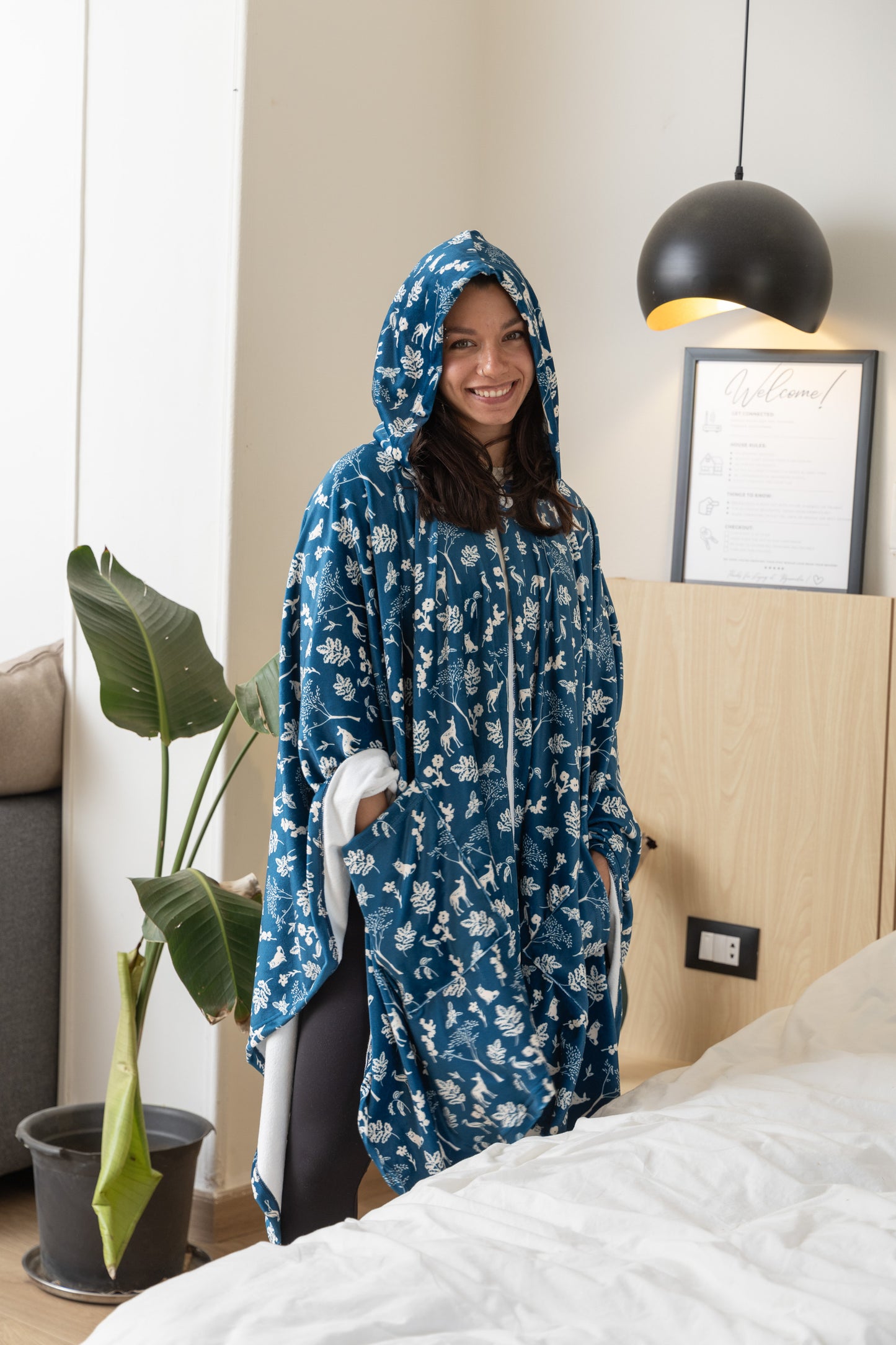 Navy Cozy Poncho Blanket