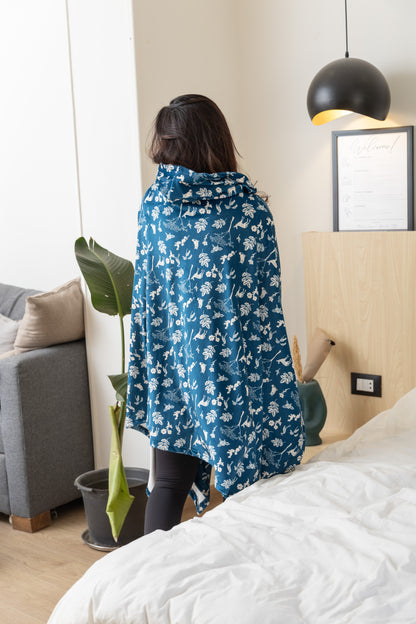 Navy Cozy Poncho Blanket