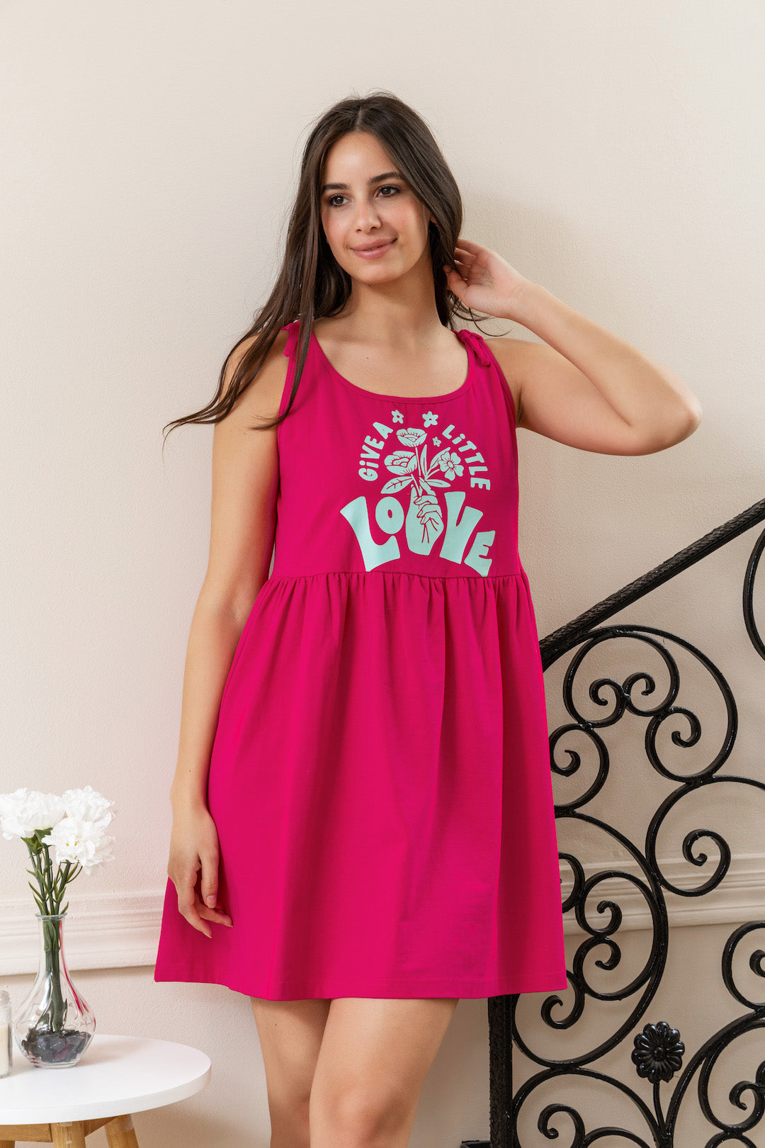 Burgundy Bow Shoulder Nightshirt
