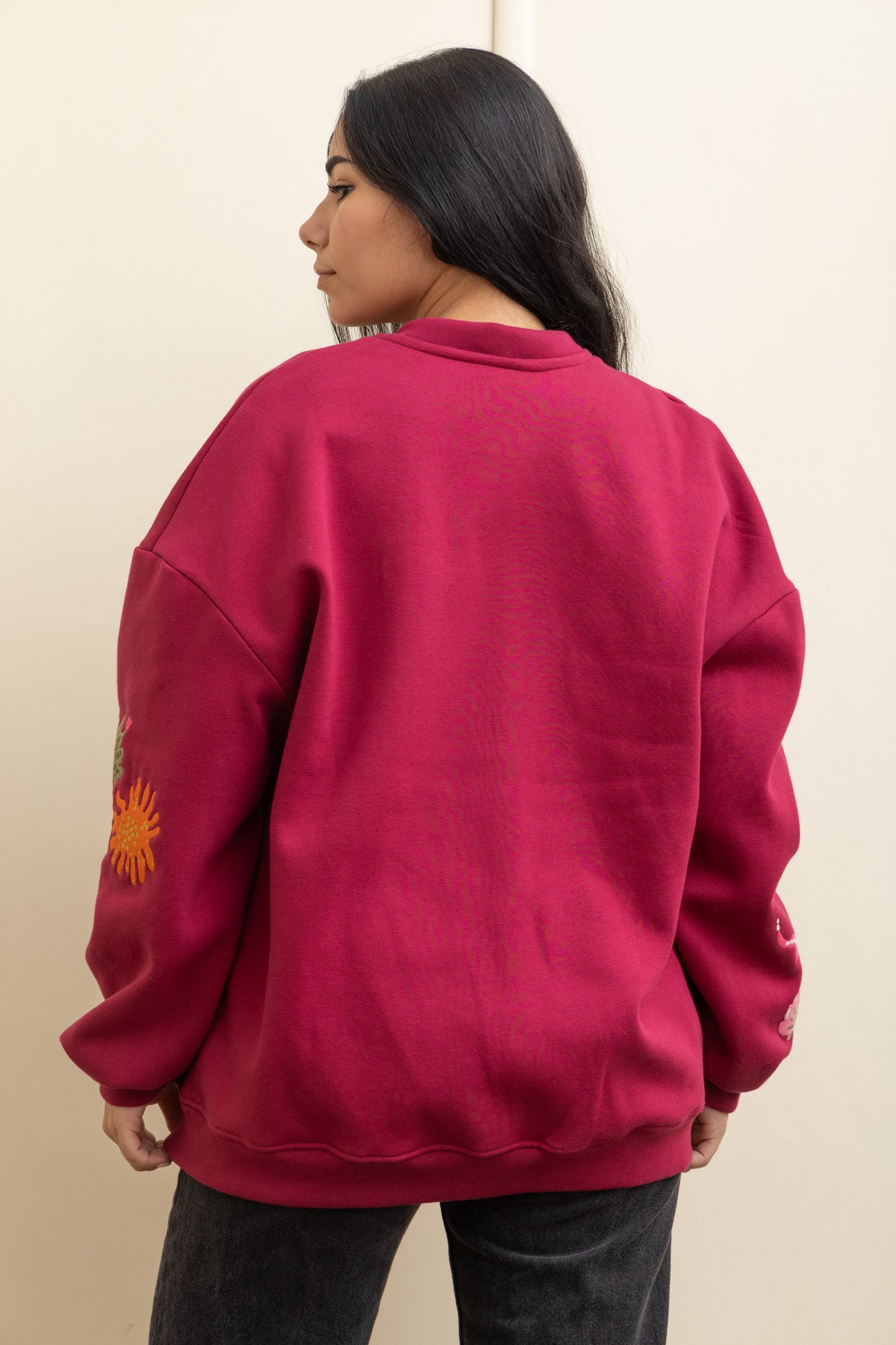 Burgundy  Casual Cool Oversized Cotton Jacket