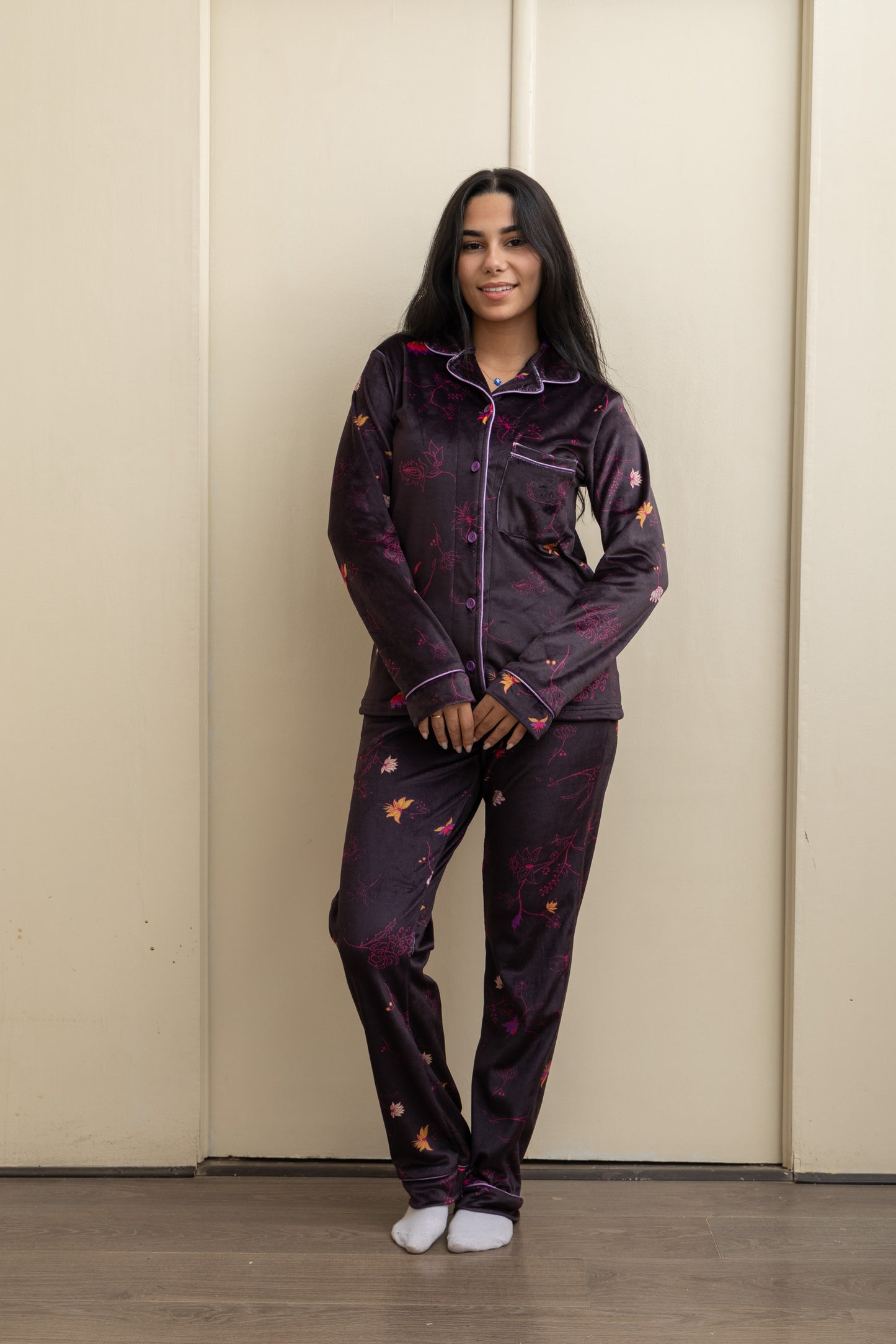 Black Velvet-Touch Pajama