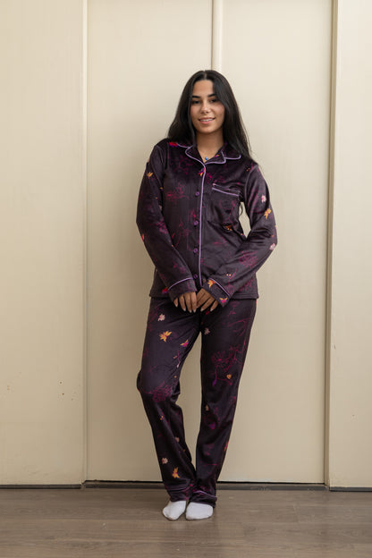 Black Velvet-Touch Pajama