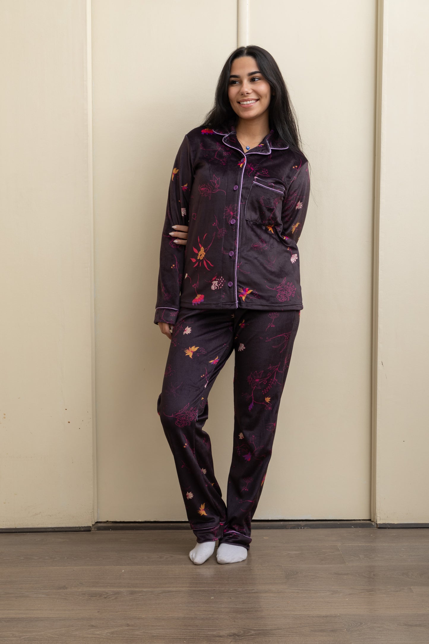 Black Velvet-Touch Pajama