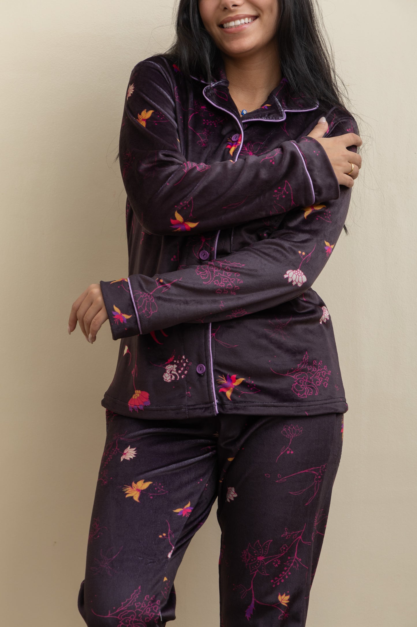 Black Velvet-Touch Pajama