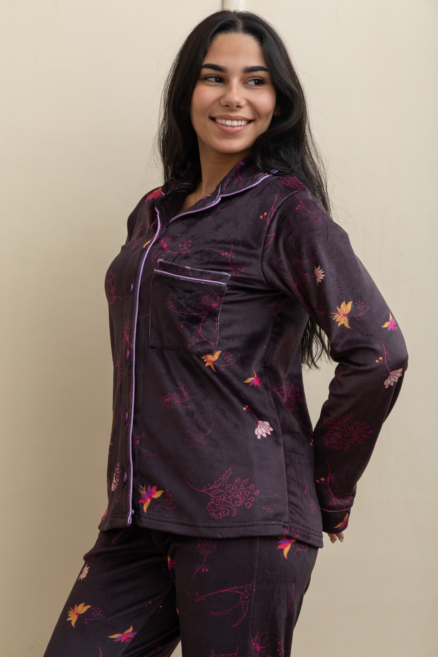 Black Velvet-Touch Pajama