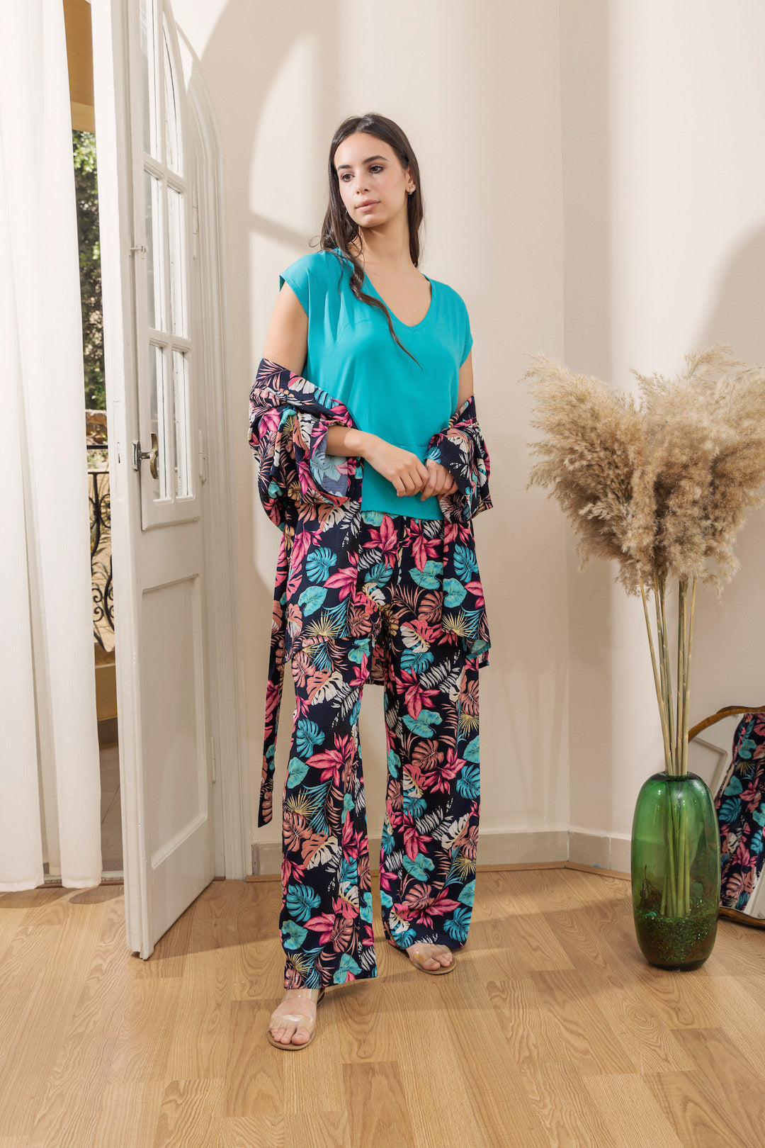 Kimono PJ Half Sleeve Top - Dark Blue