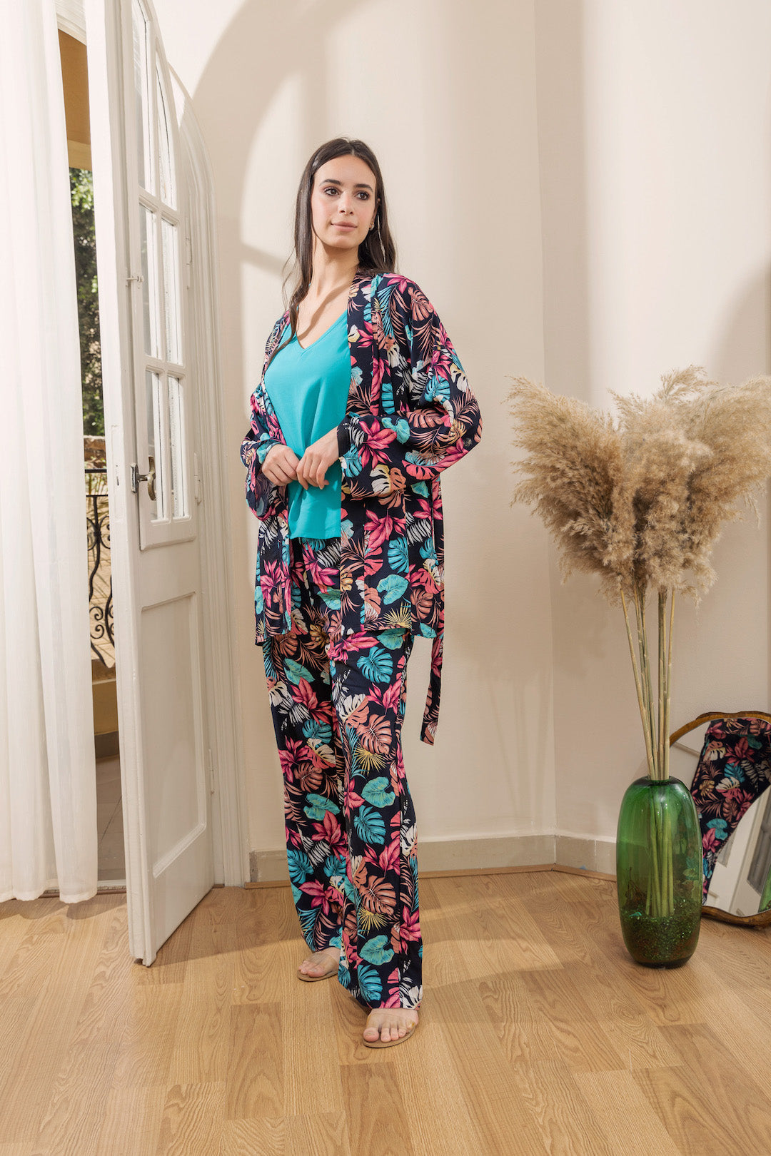 Kimono PJ Half Sleeve Top - Dark Blue - Callista