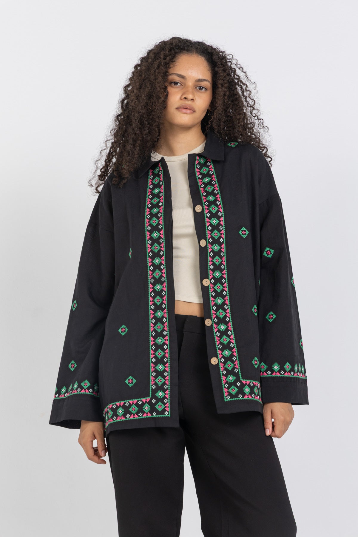 Linen Bloom Long Jacket
