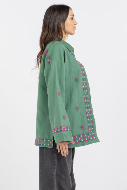 Linen Bloom Long Jacket