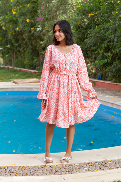 Orange Summer Breeze Short Dress