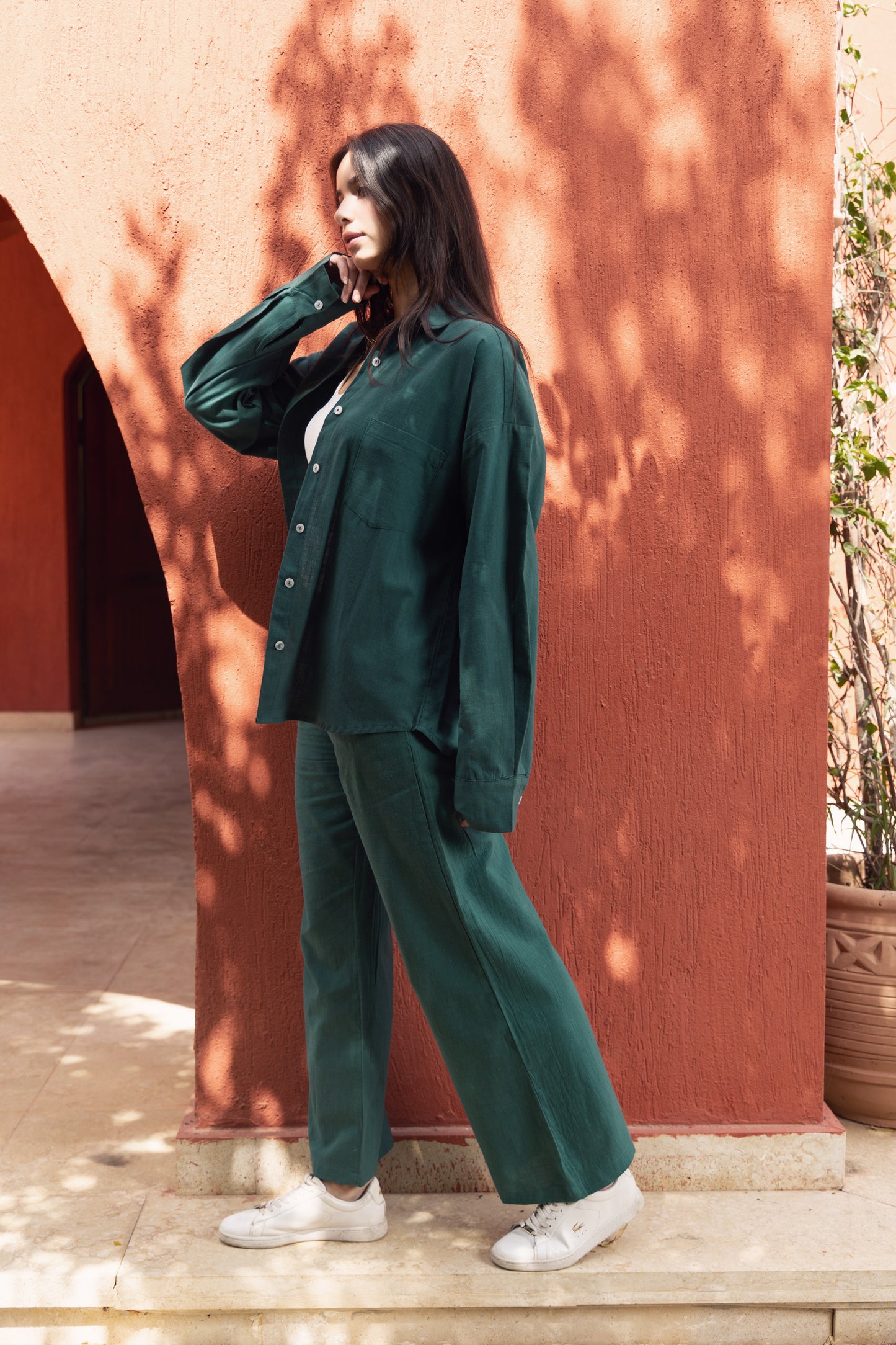 Green Breeze On Through Linen Shirt