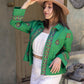 Green Summer Linen Embroidered Jacket