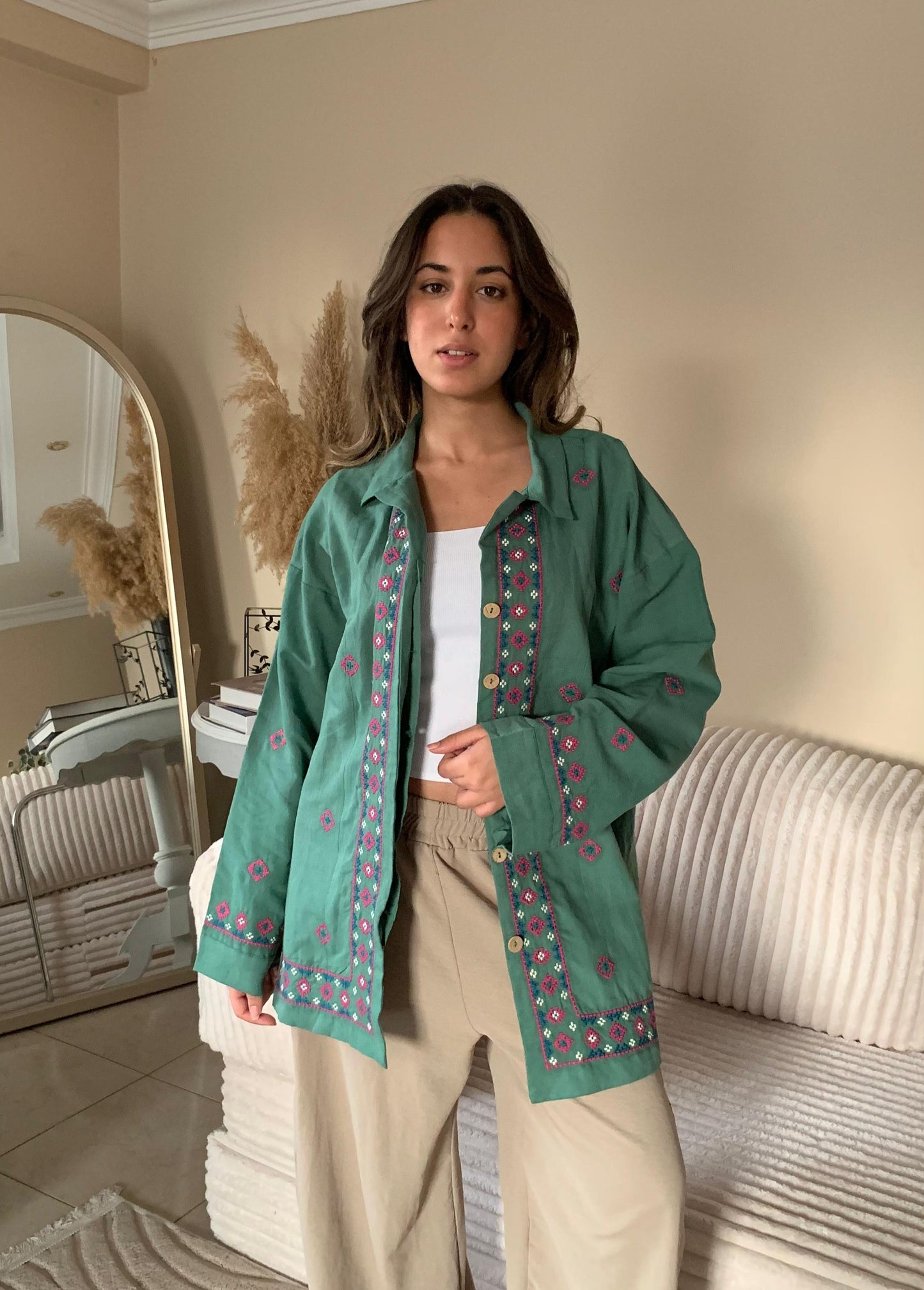 Linen Bloom Long Jacket