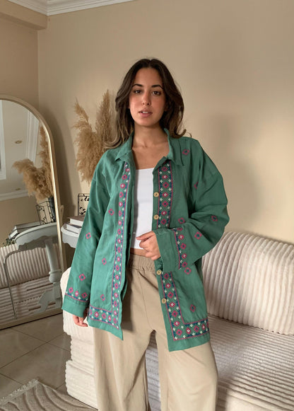 Linen Bloom Long Jacket
