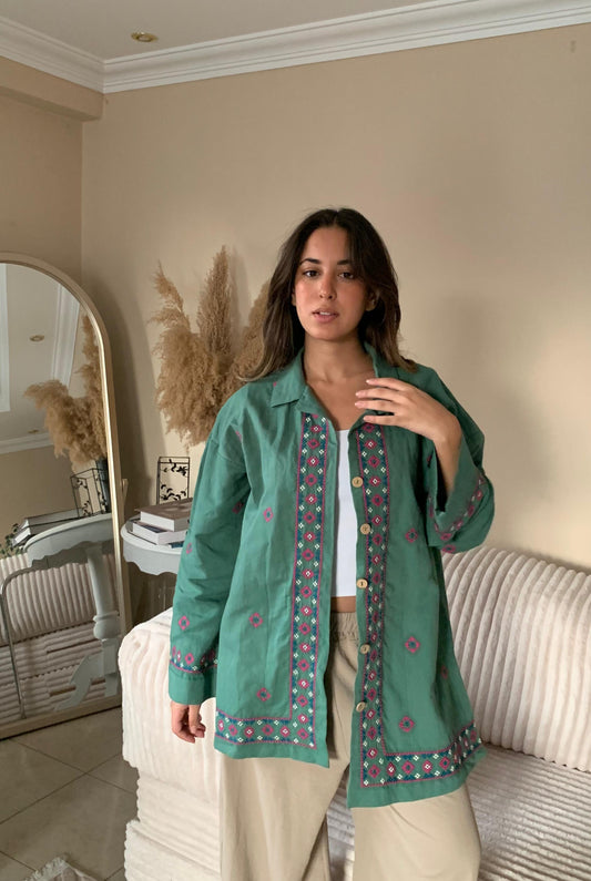 Linen Bloom Long Jacket