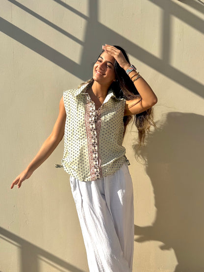 Whispered Fields Linen Vest