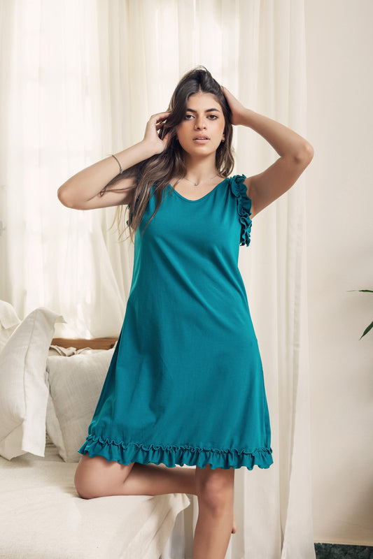 Genzary Sleeveless Nightshirt with Ruffles
