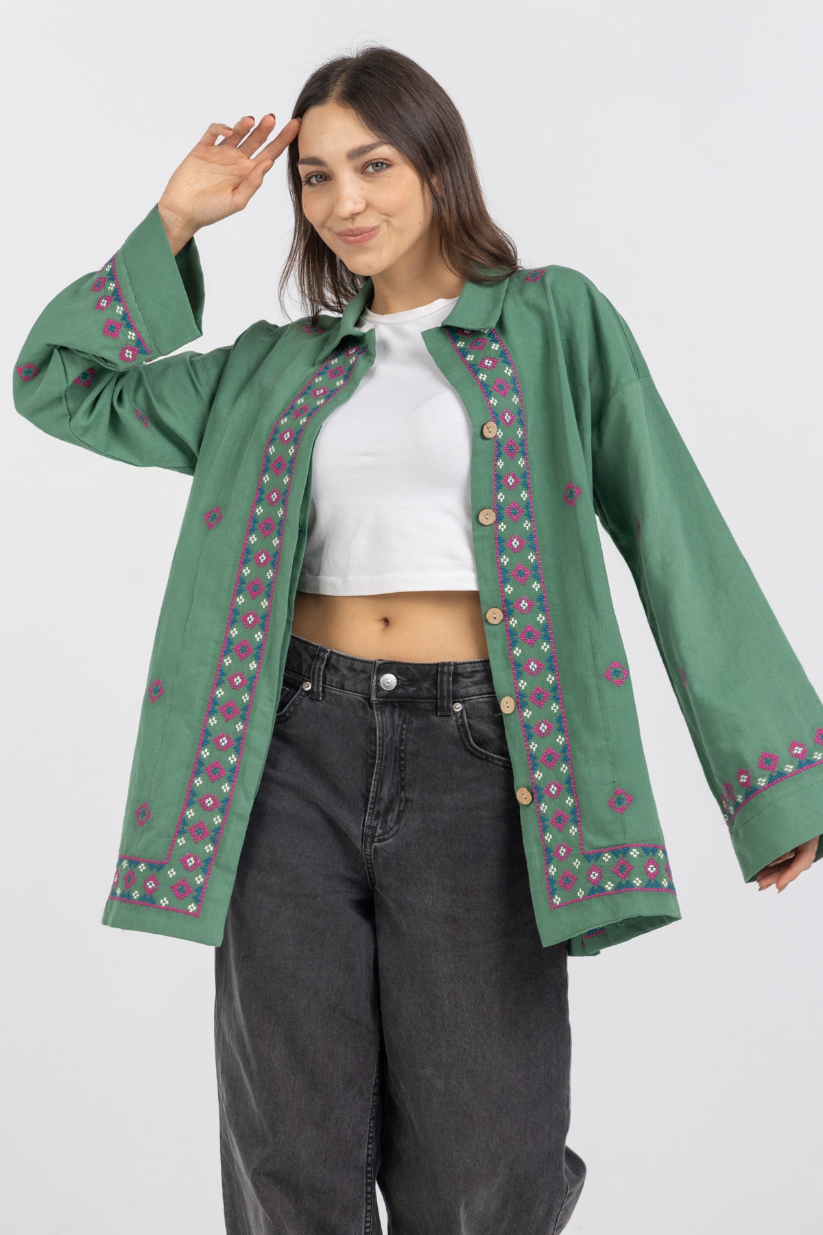 Linen Bloom Long Jacket