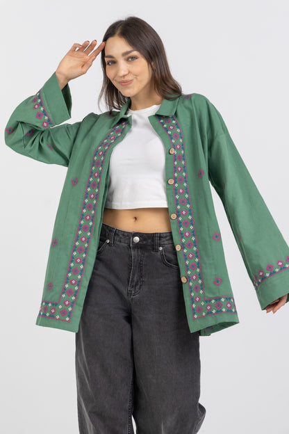 Linen Bloom Long Jacket