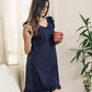 dark blue Sleeveless Nightshirt with Ruffles