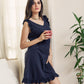 dark blue Sleeveless Nightshirt with Ruffles