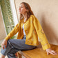 Embroidered Linen Summer Jacket - Mustard