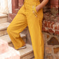 Embroidered Linen Pants - Mustard