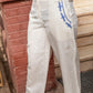 Embroidered Linen Pants - Off White
