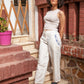 Embroidered Linen Pants - Off White