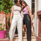 Embroidered Linen Pants - Black