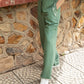 Embroidered Linen Pants - Olive