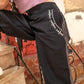 Embroidered Linen Pants - Black