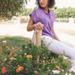 Purple Tie Buttoned Embroidered Shirt