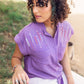 Purple Tie Buttoned Embroidered Shirt