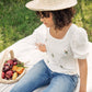 White Puff Sleeve Embroidered Top