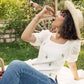 White Puff Sleeve Embroidered Top