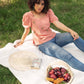Cashmere Puff Sleeve Embroidered Top