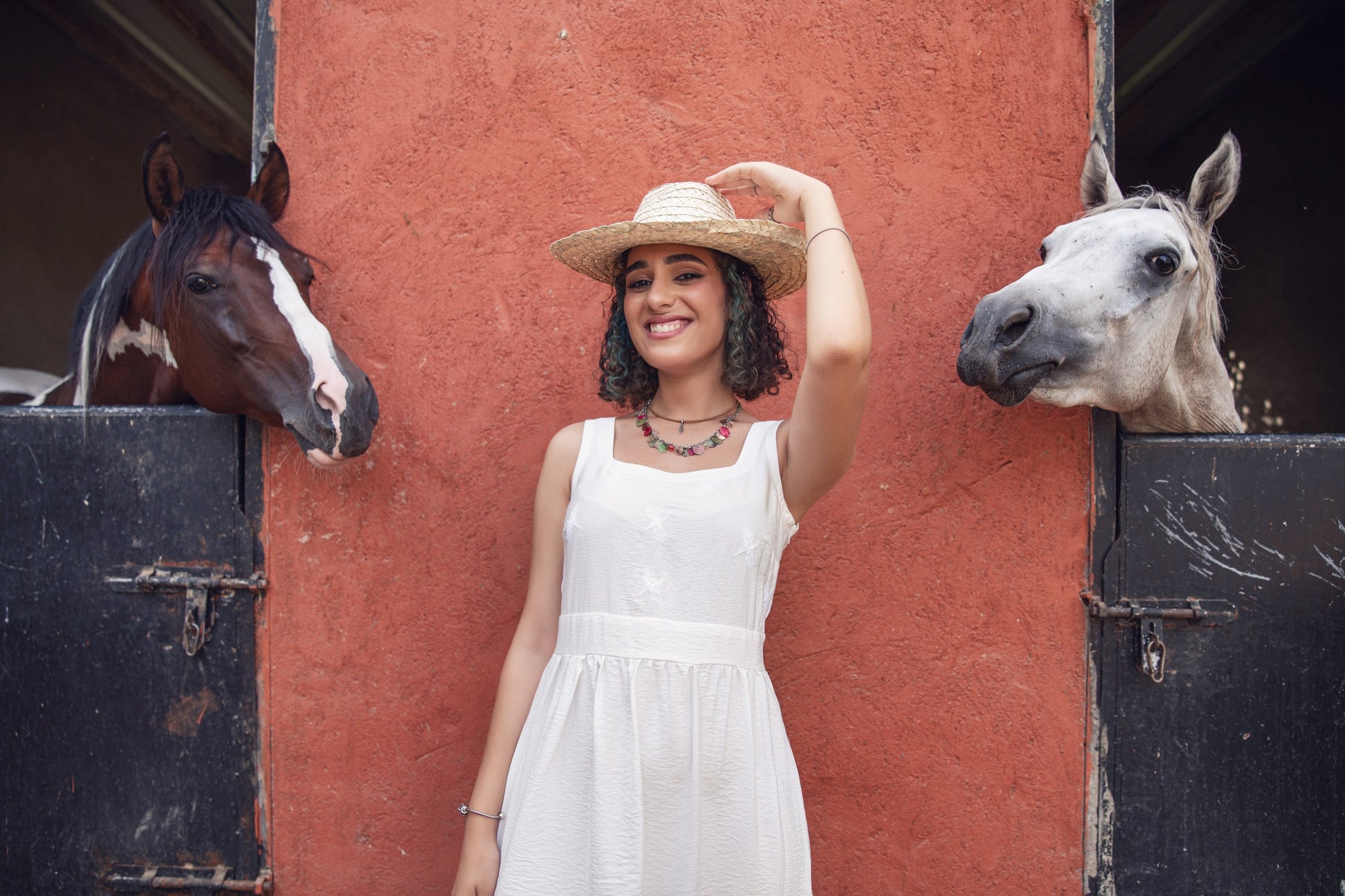 White Sleeveless Embroidered Sundress - Callista