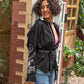 Embroidered Long Sleeve Buttoned Shirt - Black