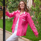 Embroidered Long Sleeve Buttoned Shirt - Fuchsia