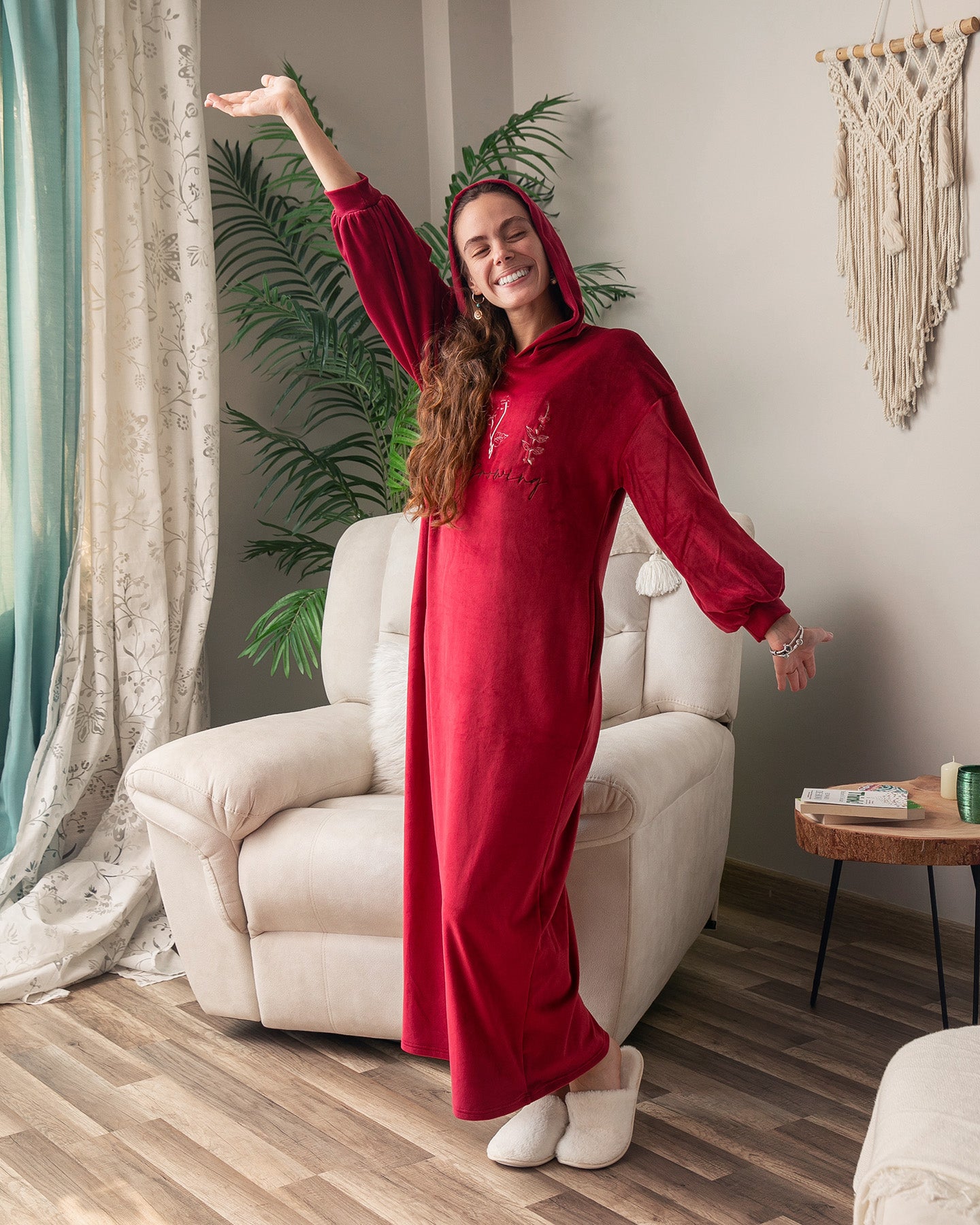 Pajama Dress - Maroon