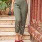 Olive Casual Embroidered Pant