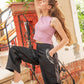 Embroidered Linen Pants - Black