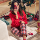 Puff Sleeve Pajama Set - Red