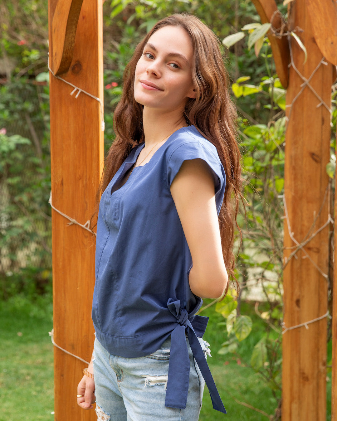 Tie Side Top - Dark Blue